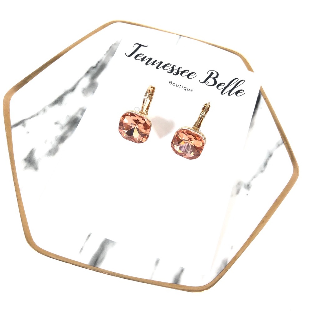Pink Rhinestone Leverback Boutique Earring